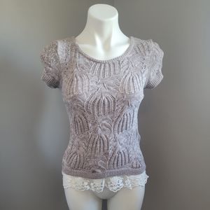 Short Sleeve Sweater with Lace